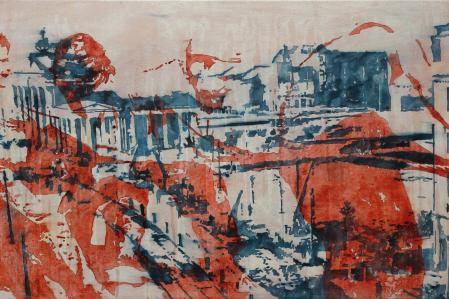 Peer Boehm, Tauziehen, 2020, Aquarell und Acryl auf Leinwand